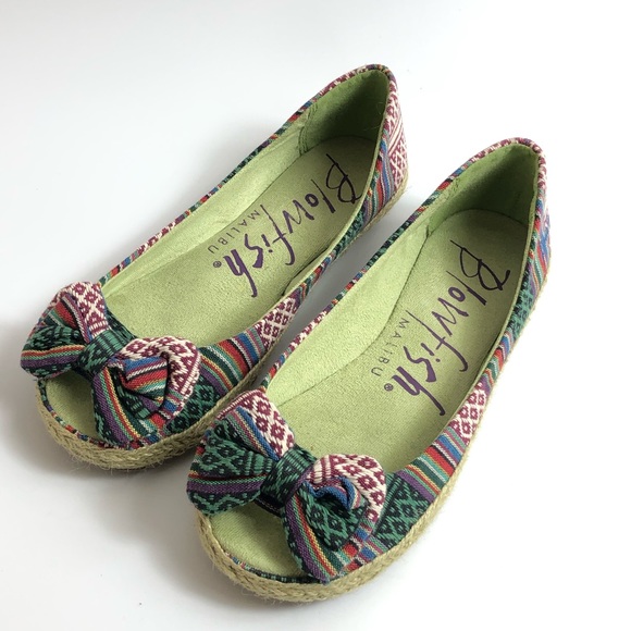 Blowfish Malibu Women’s Multicolor Peep Toe with Bow Flats  Size 7 - Picture 5 of 10